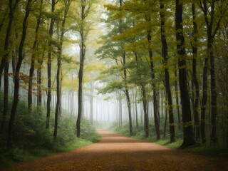 Peaceful woods of Smoky mountain in early morning