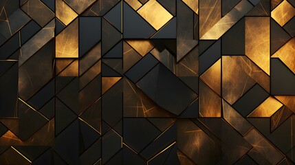 Abstract and Geometrical Texture in Dark Gold Colors. Futuristic Background
