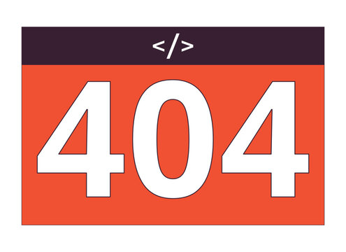 Webpage and program coding error 404 flash message. Empty state ui design. Access is denied. Page not found popup cartoon image. Vector flat illustration concept on white background