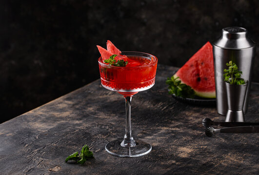 Fresh watermelon cocktail or mocktail
