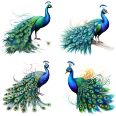 Rolgordijnen peacock with feathers © Non