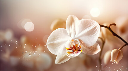 Close up of beautiful orchid flower with bokeh background.