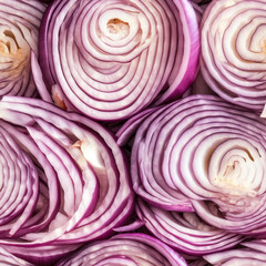 Onion slices as a background. Top view