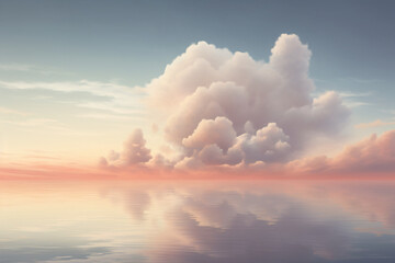 Cloud hovering above a serene body of water.