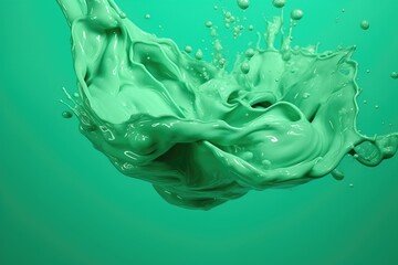 Mint green liquid splashes. Generative AI