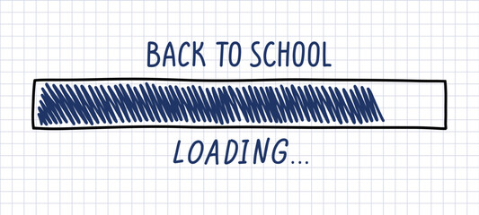 Back to school loading. Load bar with hand written text.