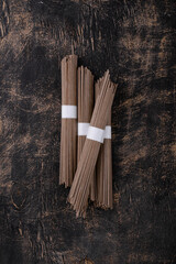 Raw soba noodles and cooking ingredient