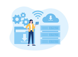 Move data to cloud storage storage concept flat illustration