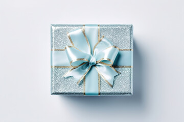 Light blue gift box with bow
