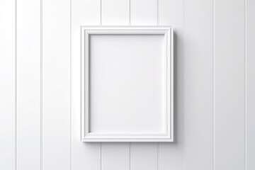 White picture frame on wooden wall