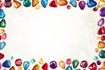 Colorful gemstones empty frame