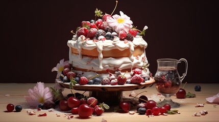 Obraz na płótnie Canvas Photo of a birthday cake concept, generated by AI