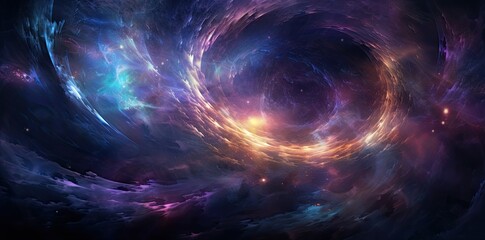Fototapeta premium Swirl galaxy milky way stars purple yellow other dimension cloud space background