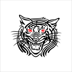 tiger head vector illustration made with tribal can be used as graphic design