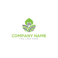 Nature logo design with agriculture field and plant concept

