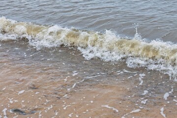 waves on the beach in Llandudno