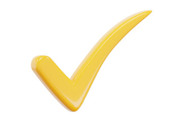 3d yellow check mark icon. Cartoon style. Stock vector illustration on isolated background. © Игорь Жуков