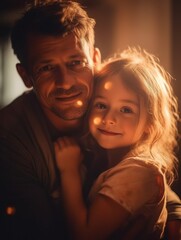 Happy Father Day. Father and daughter smiling happily. Generative AI