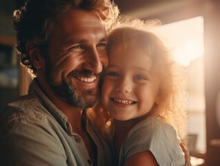 Happy Father Day. Father and daughter smiling happily. Generative AI