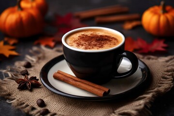 Pumpkin spice coffe cup, generative ai