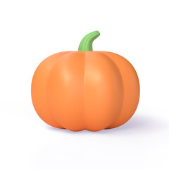 3d orange pumpkin icon in cartoon style. design element for halloween holiday. illustration isolated on white background. 3d rendering