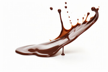 Chocolate splash isolated on white background. Generated AI