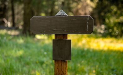 wooden sign in the forest