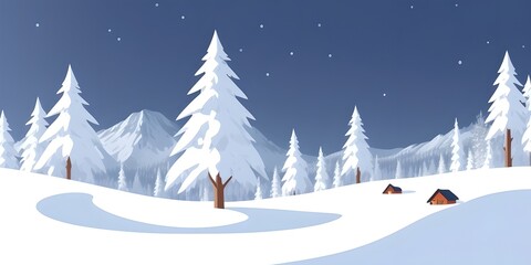 Fototapeta na wymiar Winter landscape illustration, generative ai