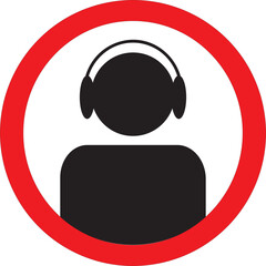 Ear protection required symbol icon vector eps