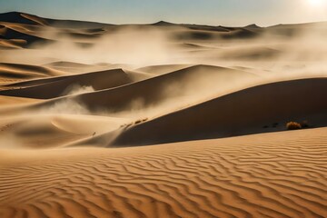 Dust blowing in the Desert with fast wind