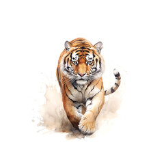 Tiger Illustration, Zeichnung, Wasserfarben, ideal für Bücher, Kinderbücher, Magazine, Blogs, Poster, T-Shirts, Plakate, weitere Tier im gleichen Stil verfügbar