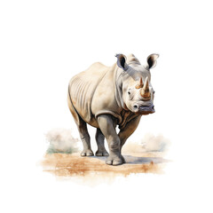 Fototapeta premium Nashorn Illustration, Zeichnung, Wasserfarben, ideal für Bücher, Kinderbücher, Magazine, Blogs, Poster, T-Shirts, Plakate, weitere Tier im gleichen Stil verfügbar