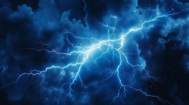 photo of night sky with thunder, generative ai © PSCREATIVE