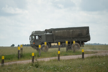British army MAN SV 4x4 canvass sided logistics lorry in action