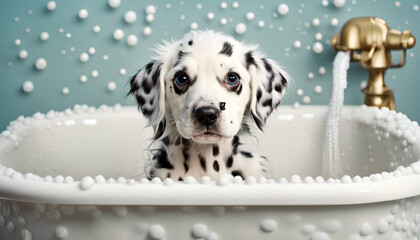 Cute dalmatian puppy - generative ai illustration.