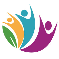 Naklejka premium Abstract People symbol, togetherness and community concept design, creative hub, social connection icon, template and logo set