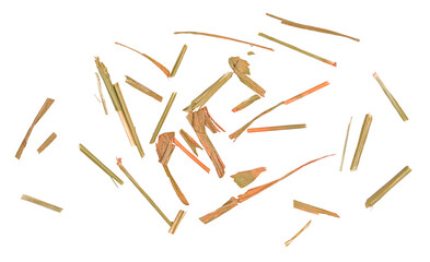 Pile straw isolated on white background and texture, top view