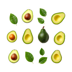 Fototapeta na wymiar avocado set of fruits created with Generative AI