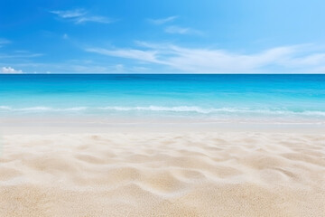 Fototapeta na wymiar Beautiful white sand beach and tropical sea. Summer vacation background. Copy space.