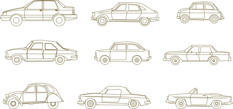 Sketch vector illustration of family suv car design view from side