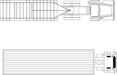 Vector sketch illustration of big truck trailer car design with freight transport