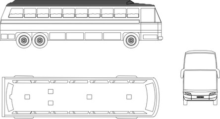 Vector sketch illustration of classic old fashioned bus car design for transporting passengers