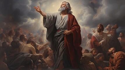 Moses preaches to the people in the church, Generative AI