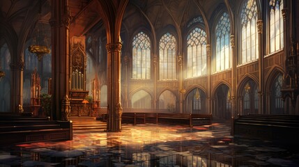 Interior of the church of the holy sepulchre, Generative AI