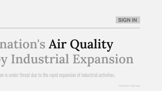 'Air Quality' mention on headlines of fake online news publications (white background)