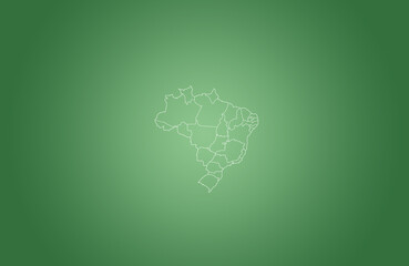 Ilustração do mapa do Brasil com contorno branco em um fundo verde © JCGX