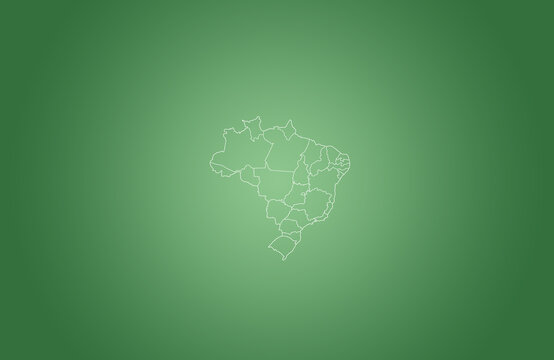 Ilustra&ccedil;&atilde;o do mapa do Brasil com contorno branco em um fundo verde