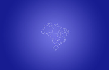 Ilustração do mapa do Brasil com contorno branco em um fundo azul © JCGX