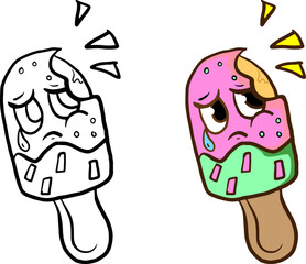 Illustration Vector Graphic Of Sad Ice Cream When You Bite Good For Mascot, Design Tshirt For Children