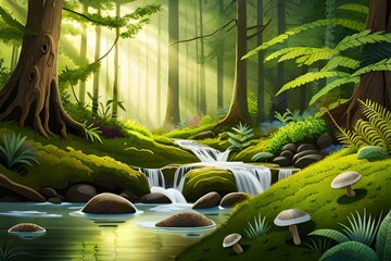 A tranquil Nature Green Phone wallpaper featuring a hidden forest glade